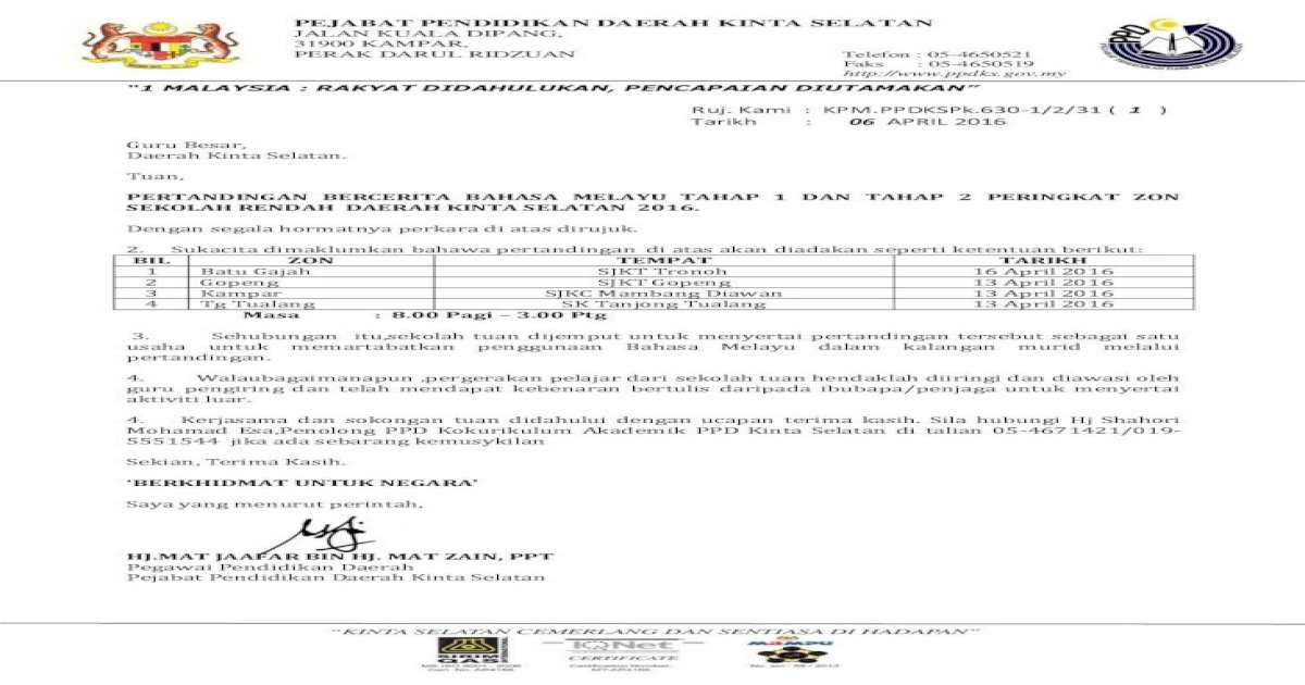 Pejabat Pendidikan Daerah Kinta Selatan Jalan Kuala Pertandingan Bercerita Tahap 1 Dan Tahap 2 Bahasa Pdf Document
