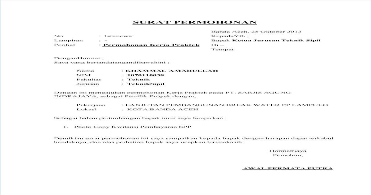 Contoh Surat Permohonan KP [PDF Document]