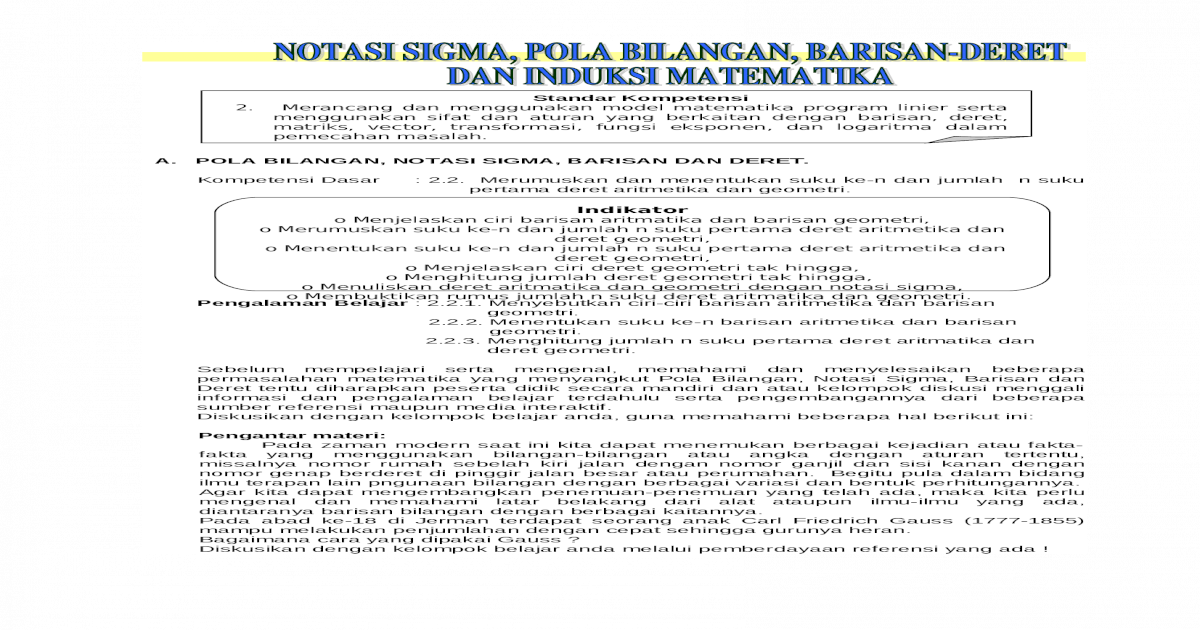 Handout Barisan Dan Deret Doc Document